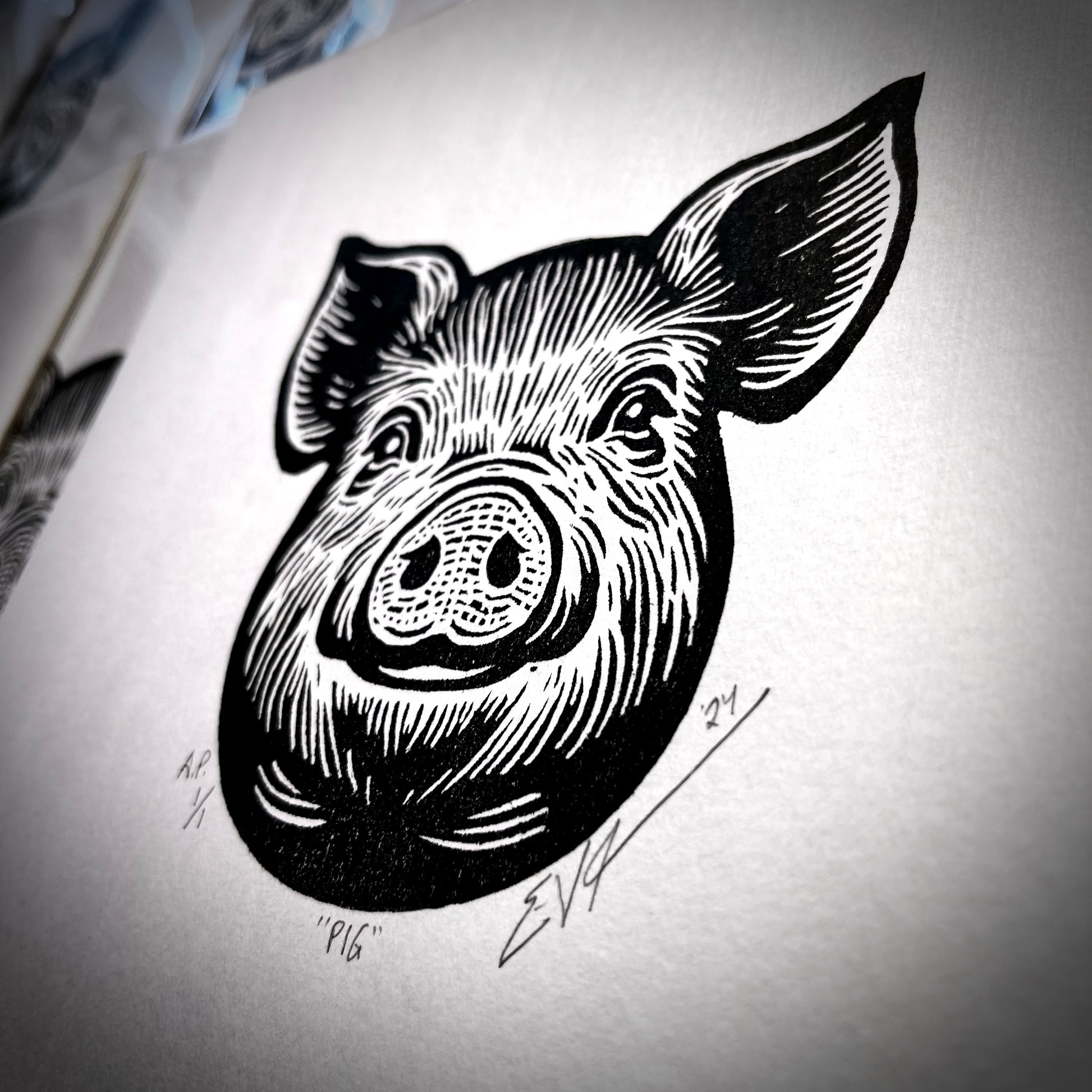 Pig LINOCUT PRINT | Limited Edition Queero Gear