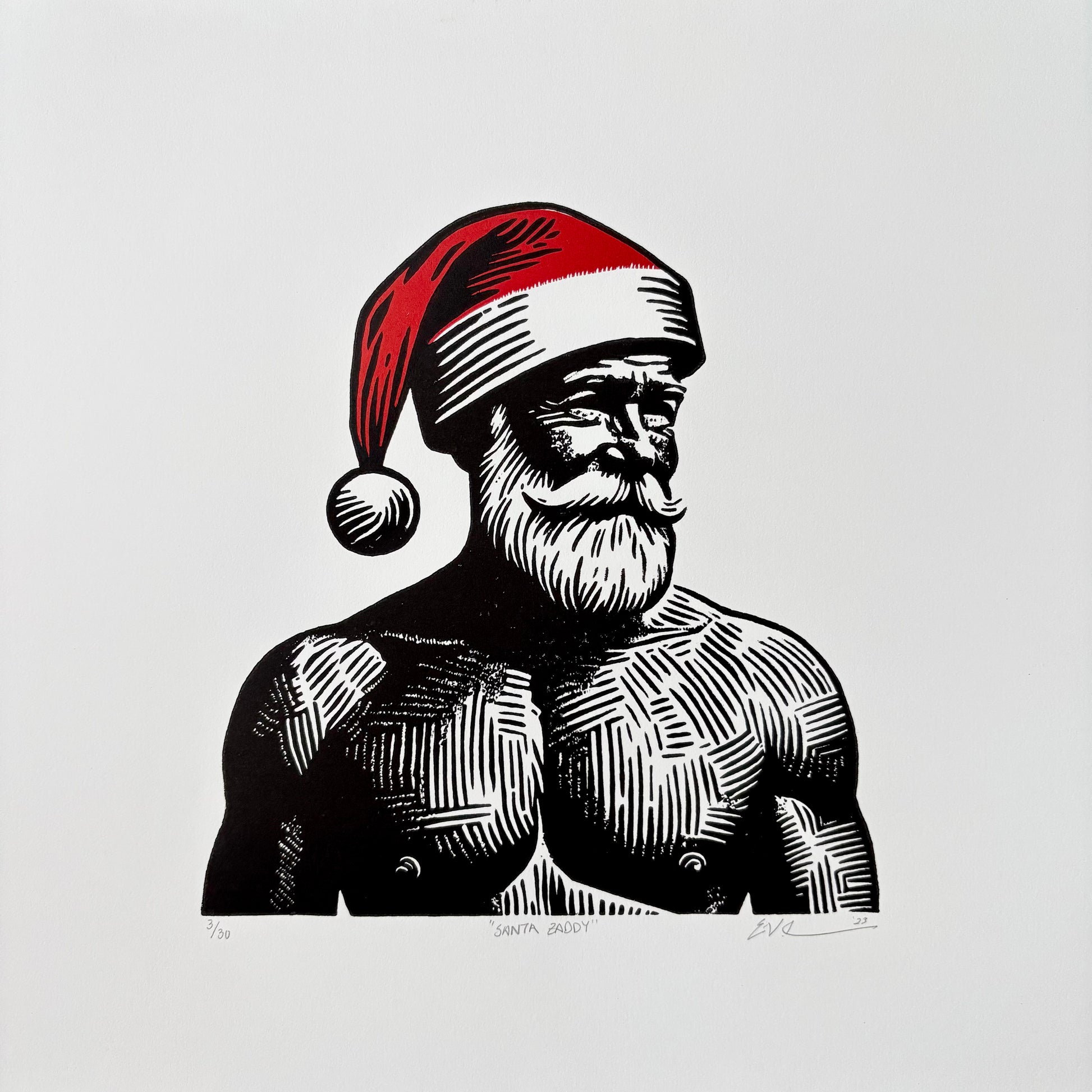 Santa Zaddy LINOCUT PRINT | Limited Edition Queero Gear