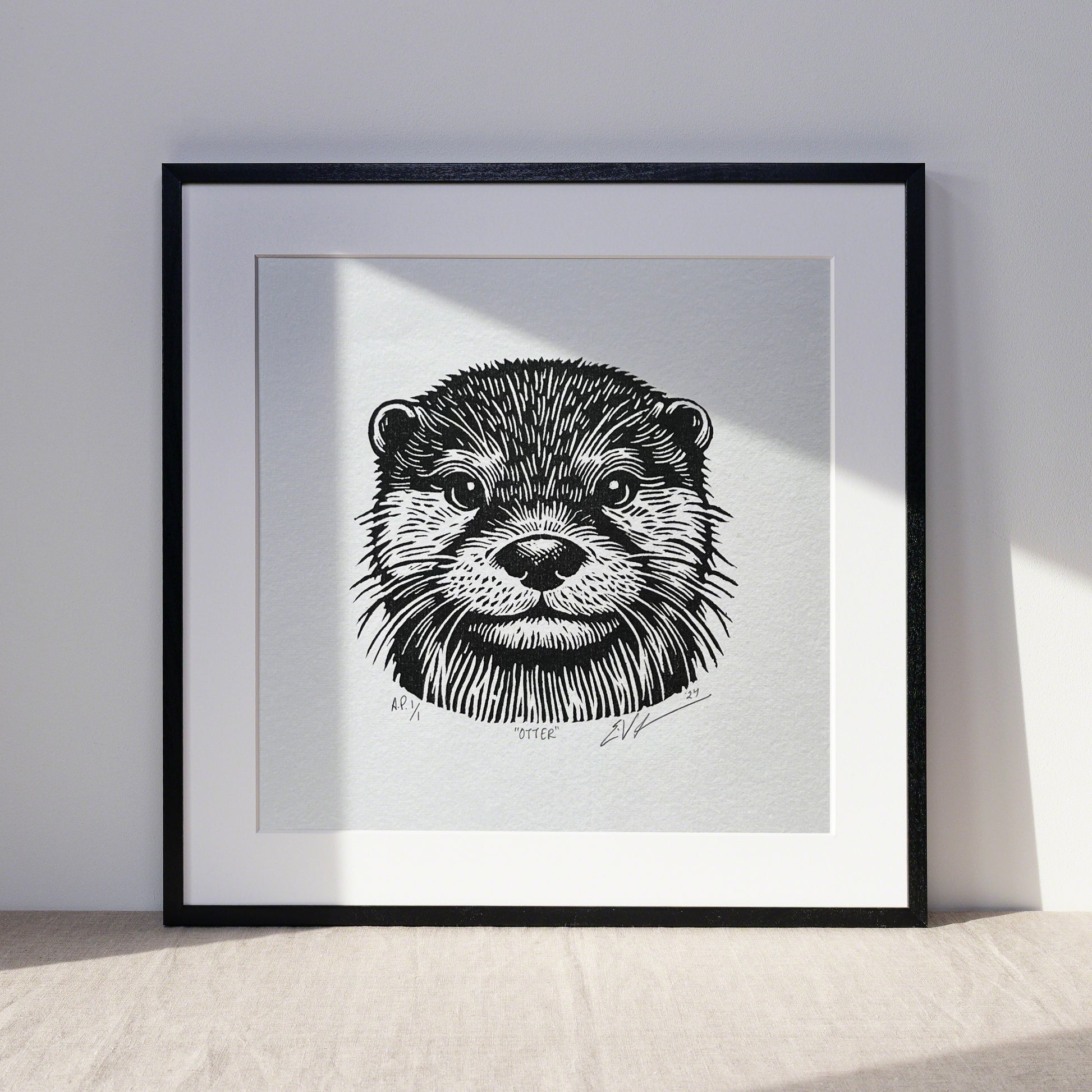Otter LINOCUT PRINT | Limited Edition Queero Gear