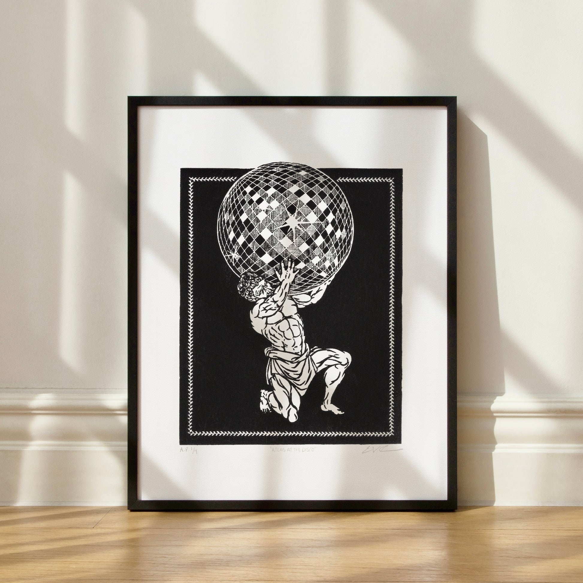 "Atlas at the Disco” LINOCUT PRINT | Limited Edition Queero Gear