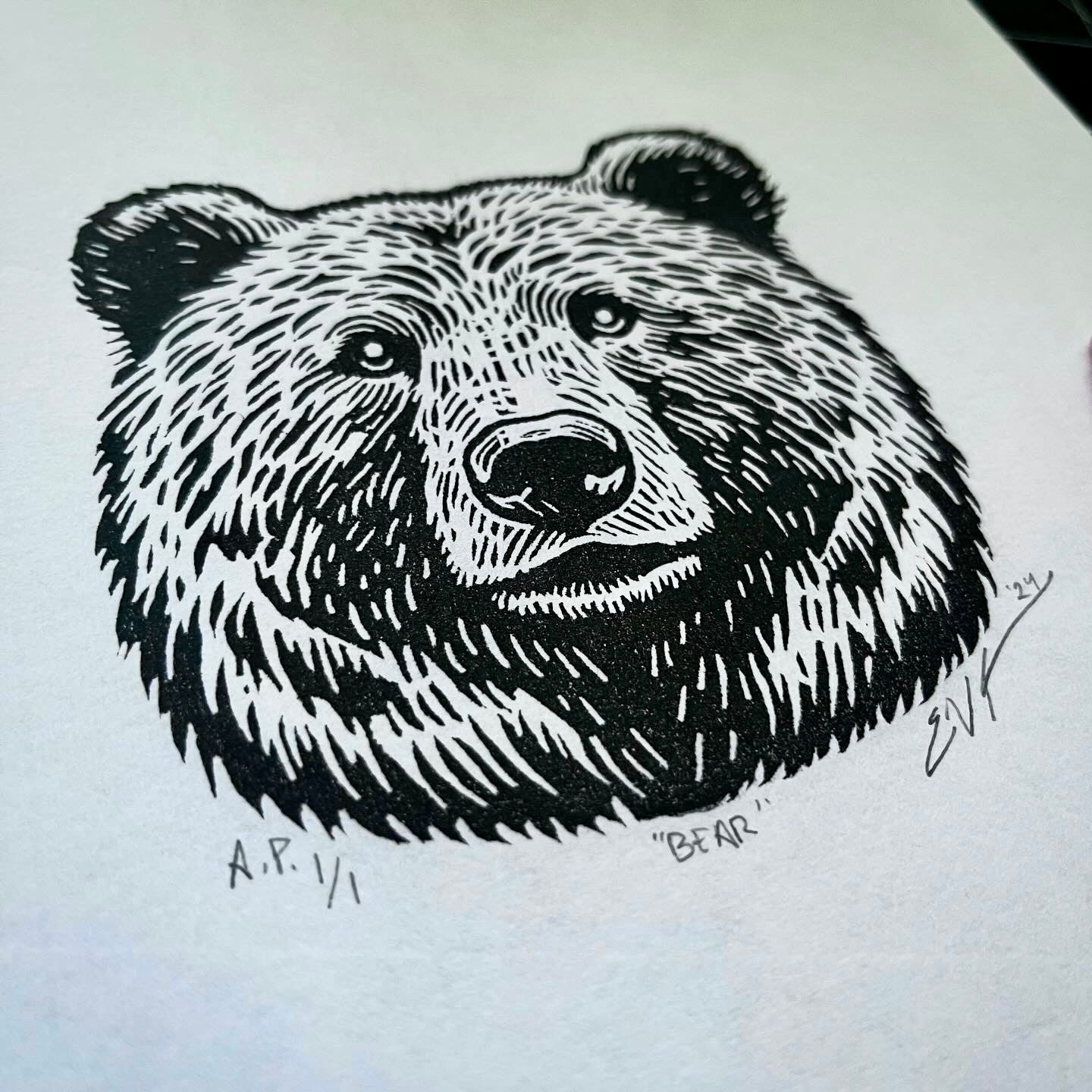 Bear LINOCUT PRINT | Limited Edition Queero Gear