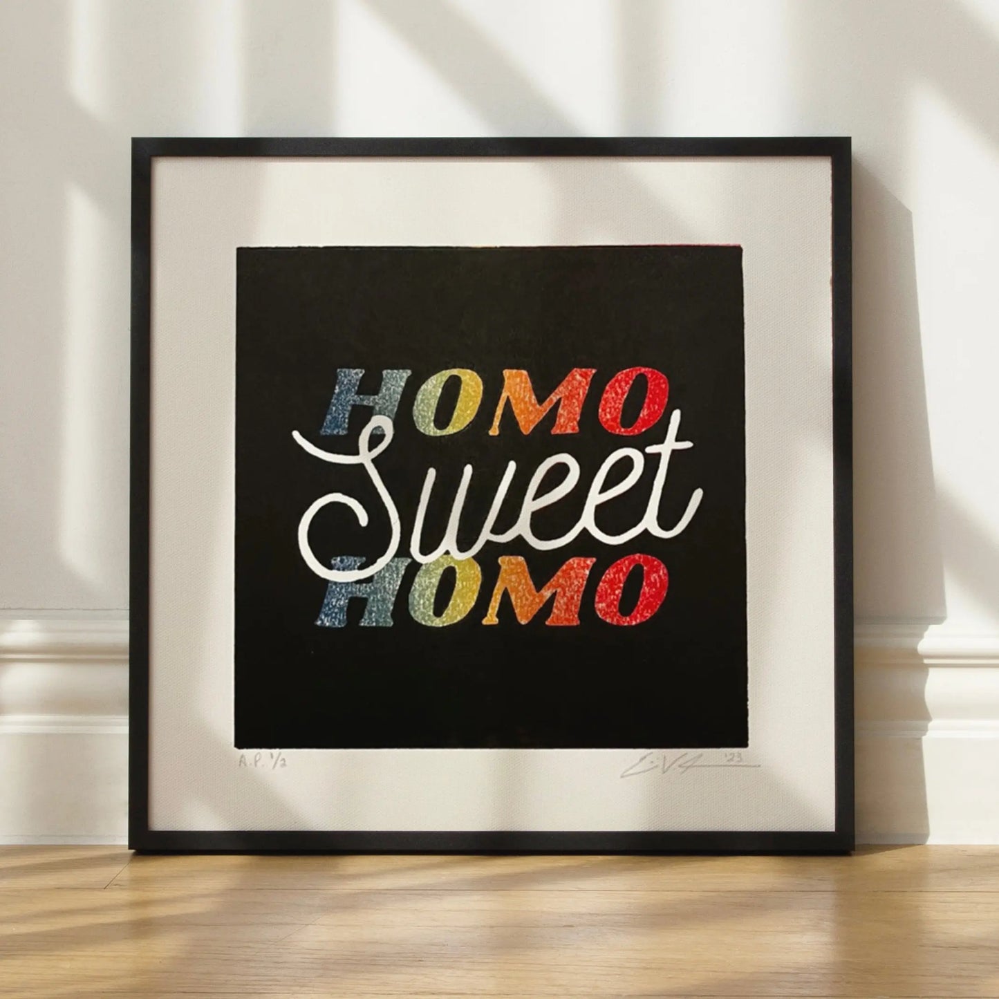 Homo Sweet Homo No. 2 LINOCUT PRINT | Limited Edition | Rainbow Queero Gear