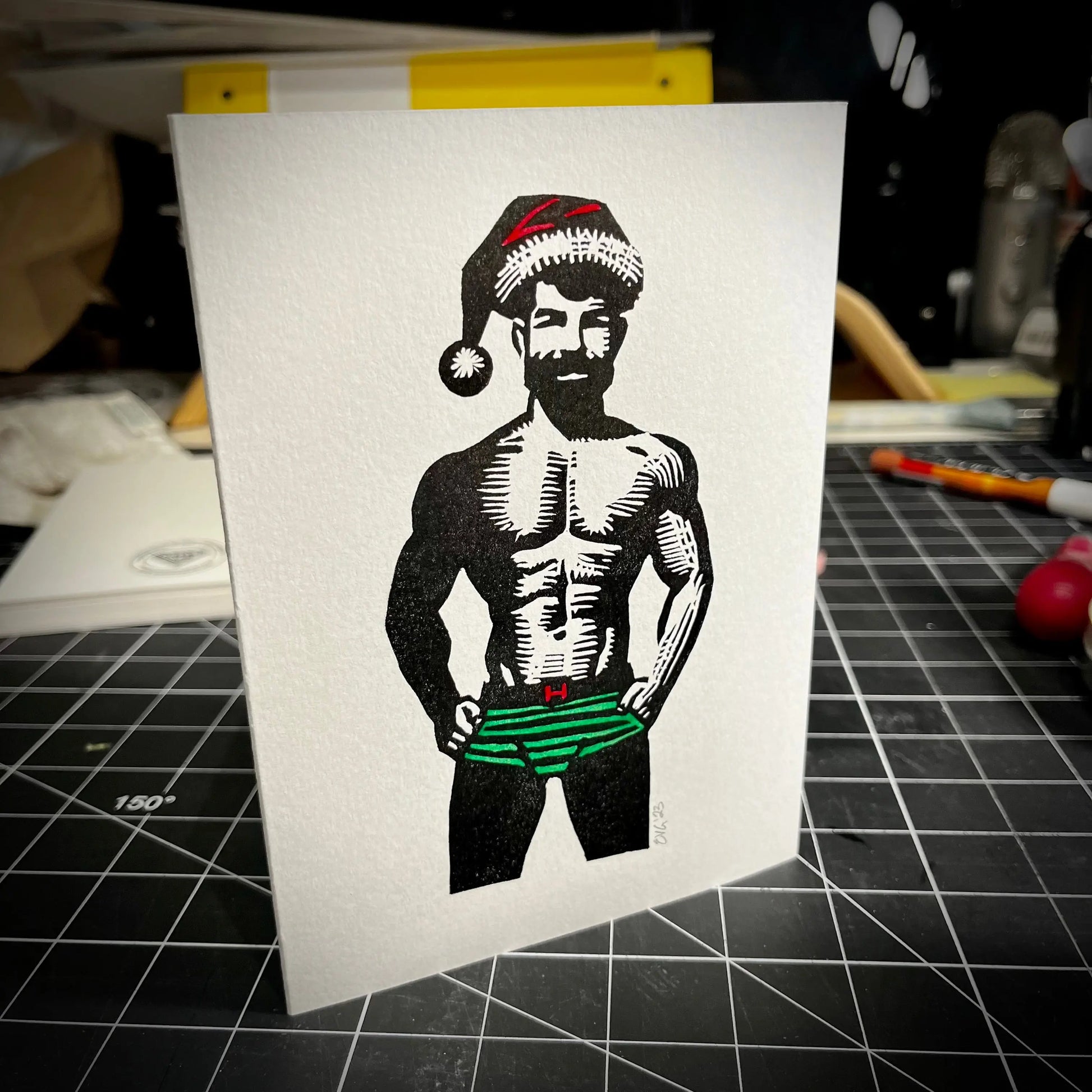 Hoe Hoe Hoe Holiday Card | LINOCUT CARD Queero Gear