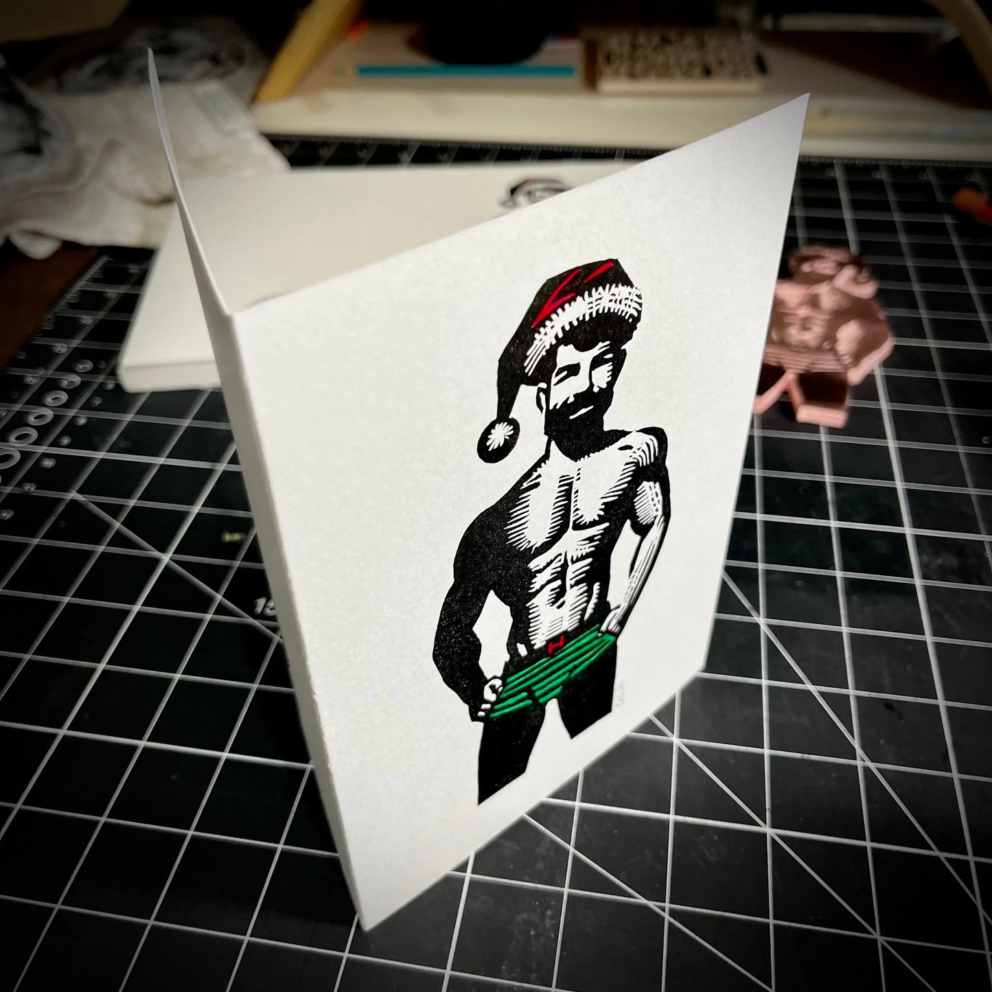 Hoe Hoe Hoe Holiday Card | LINOCUT CARD Queero Gear