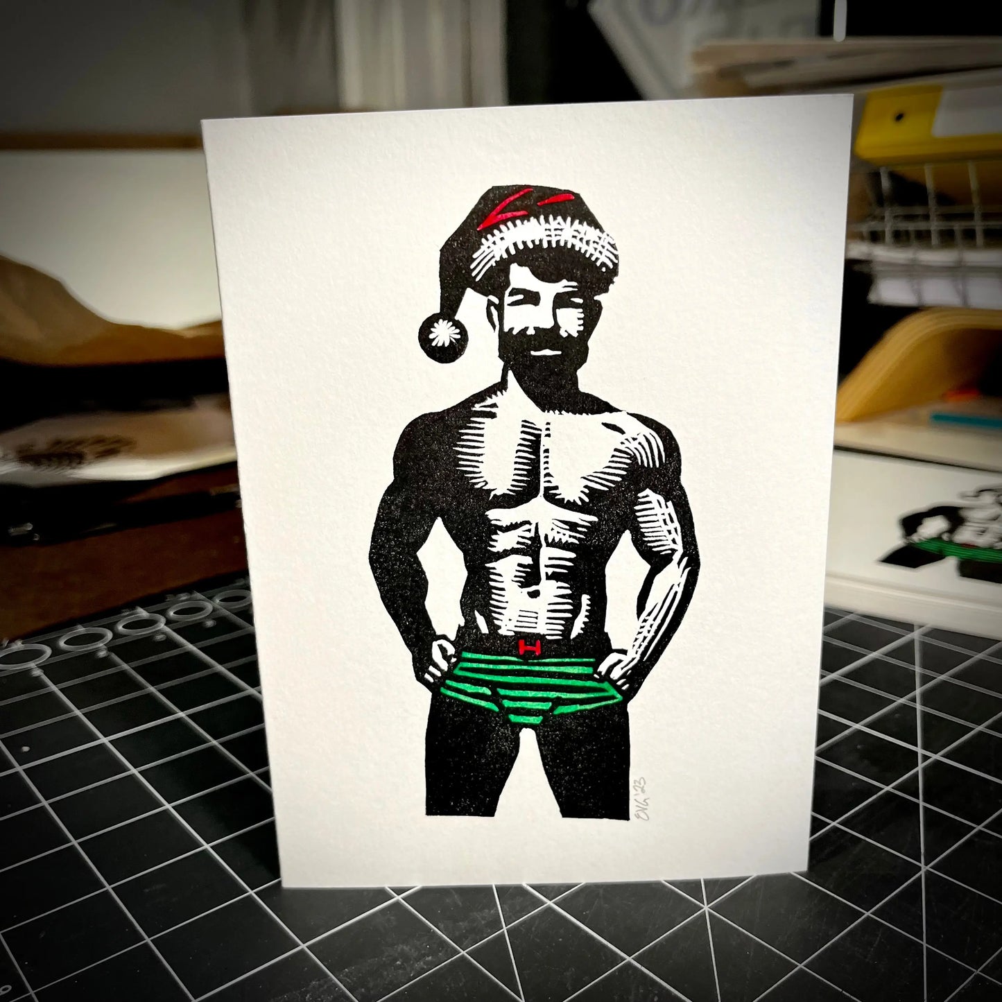 Hoe Hoe Hoe Holiday Card | LINOCUT CARD Queero Gear