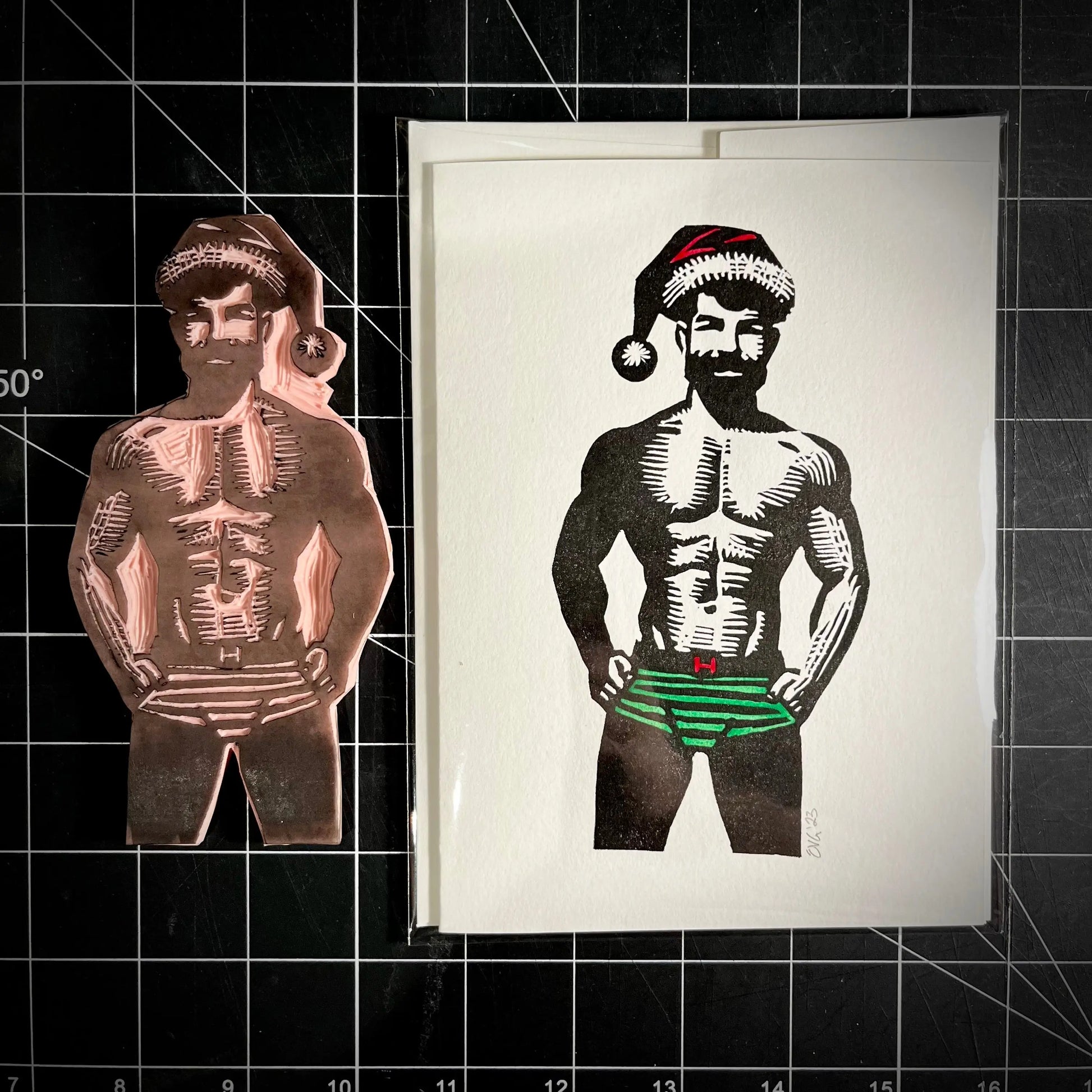 Hoe Hoe Hoe Holiday Card | LINOCUT CARD Queero Gear