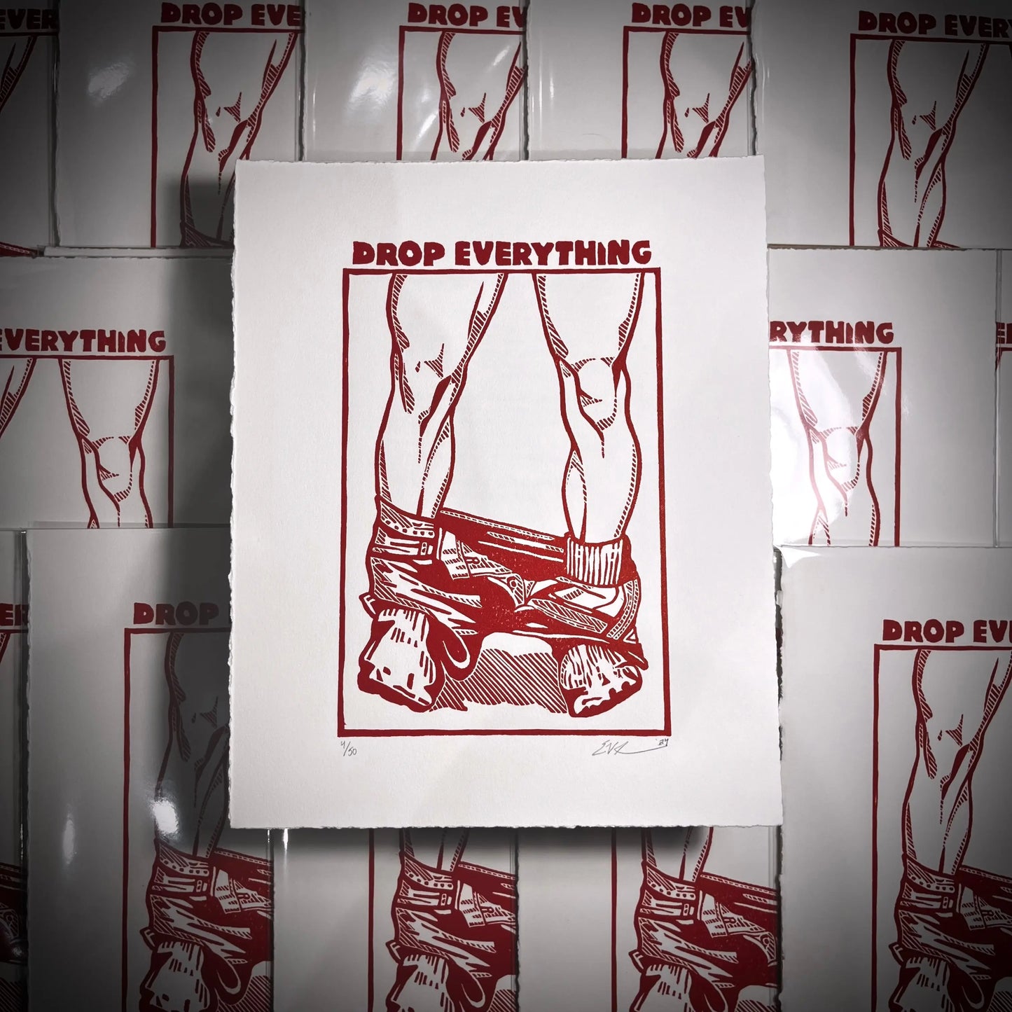 "Drop Everything” LINOCUT PRINT Queero Gear