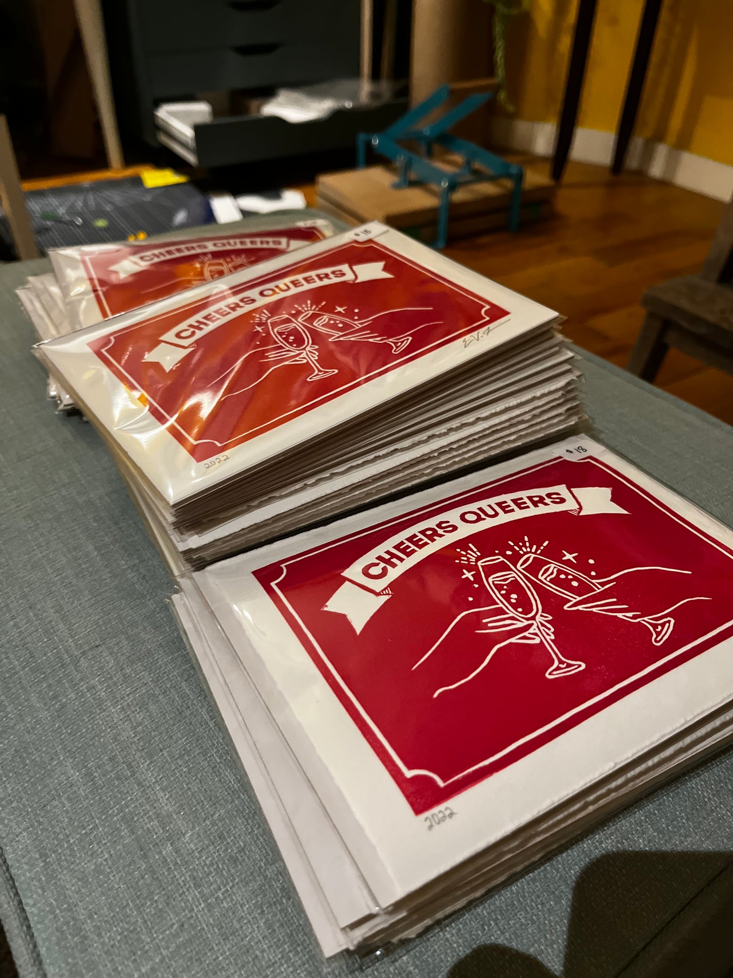 "Cheers Queers” LINOCUT PRINT Queero Gear