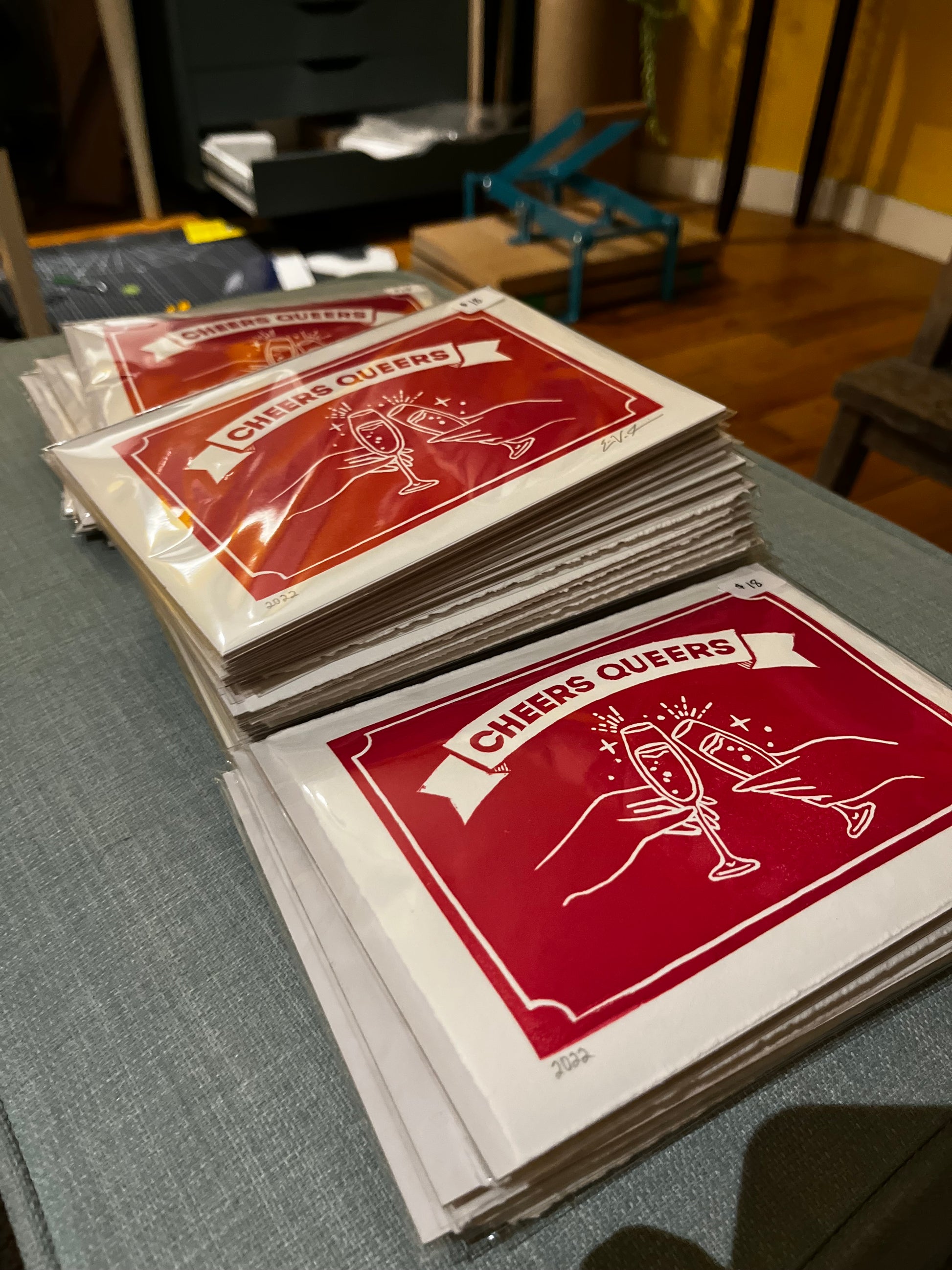 "Cheers Queers” LINOCUT PRINT Queero Gear