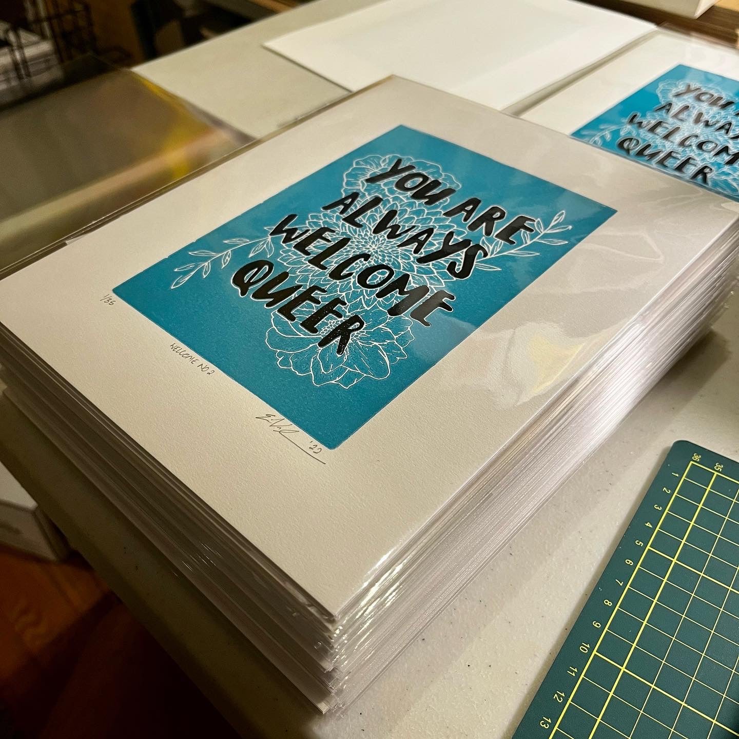 “You Are Always Welcome Queer” LINOCUT PRINT | Limited Edition Queero Gear