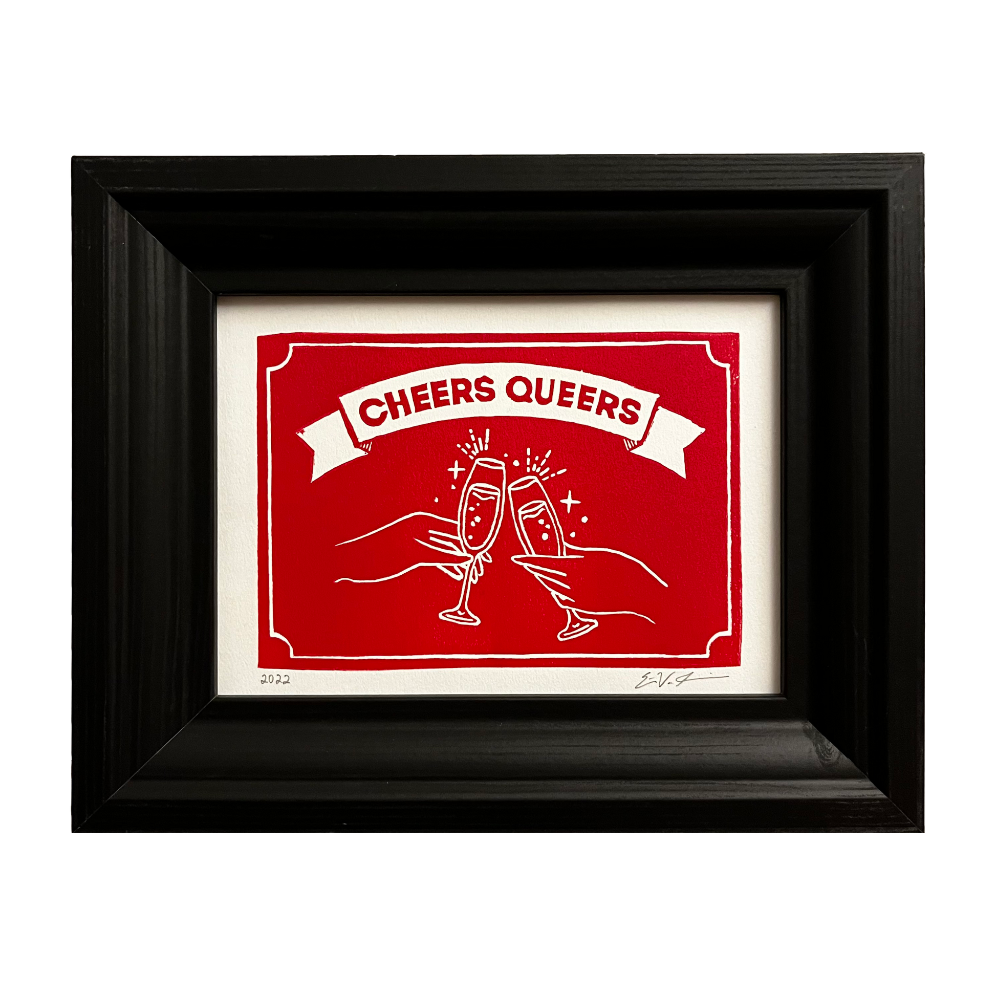 "Cheers Queers” LINOCUT PRINT Queero Gear