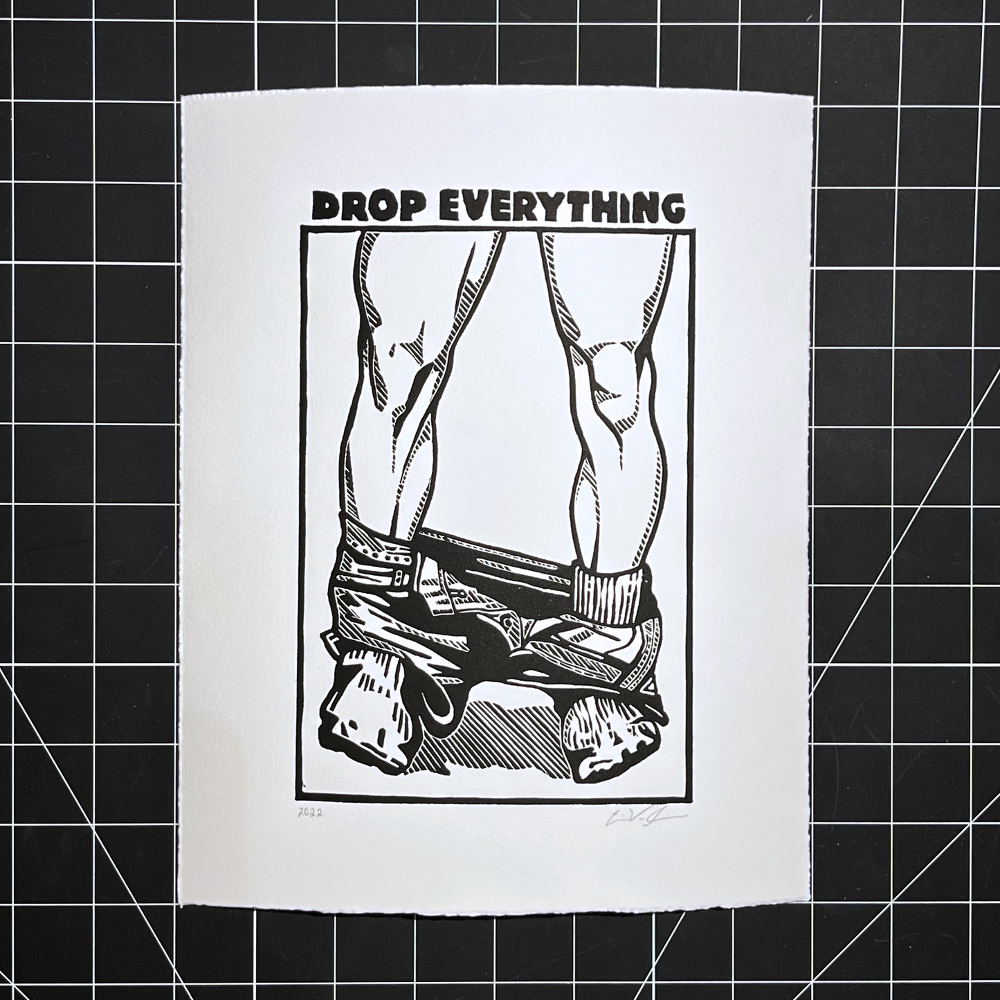 "Drop Everything” LINOCUT PRINT Queero Gear