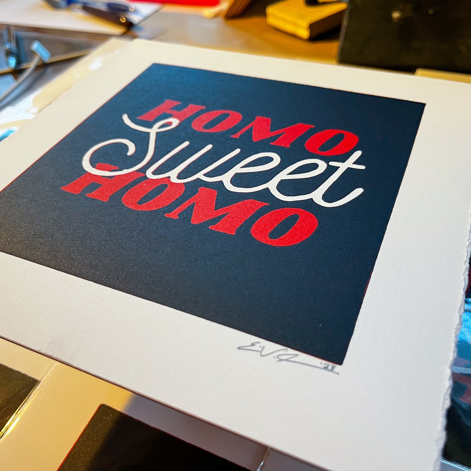 "Homo Sweet Homo No. 1” LINOCUT PRINT | Limited Edition Queero Gear