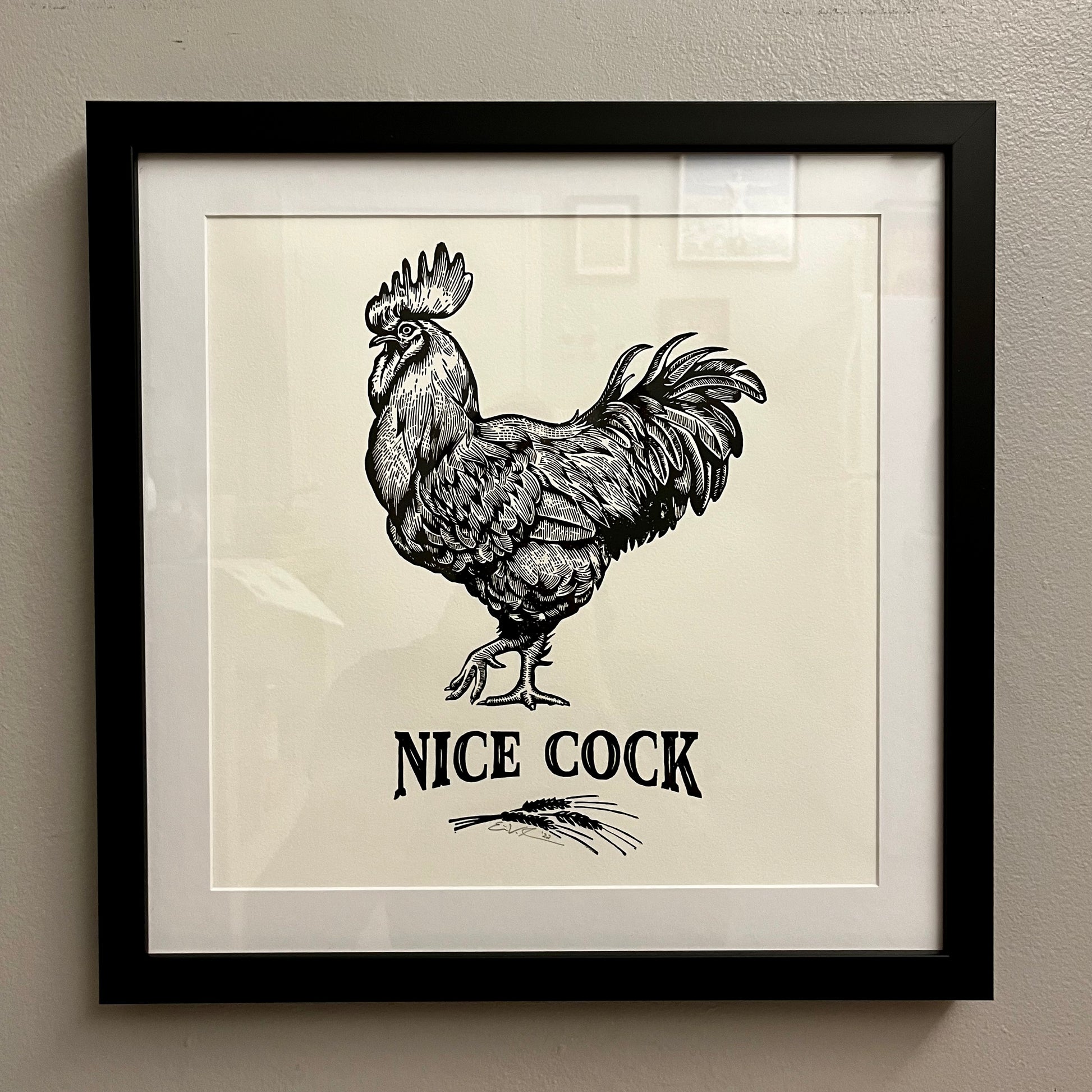 "Nice Cock” LINOCUT PRINT Queero Gear