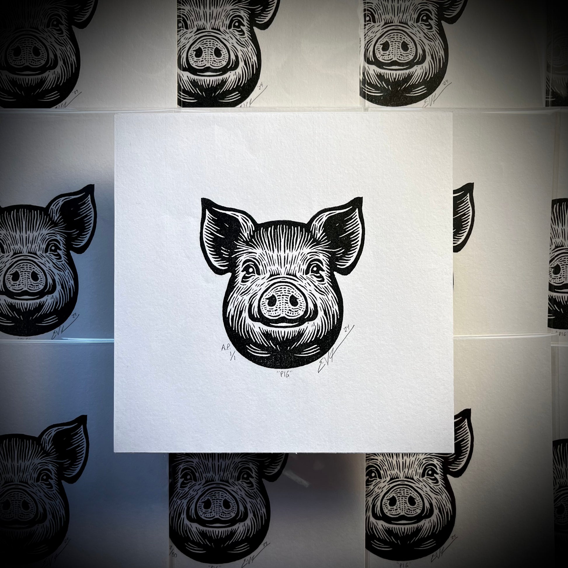 Pig LINOCUT PRINT | Limited Edition Queero Gear