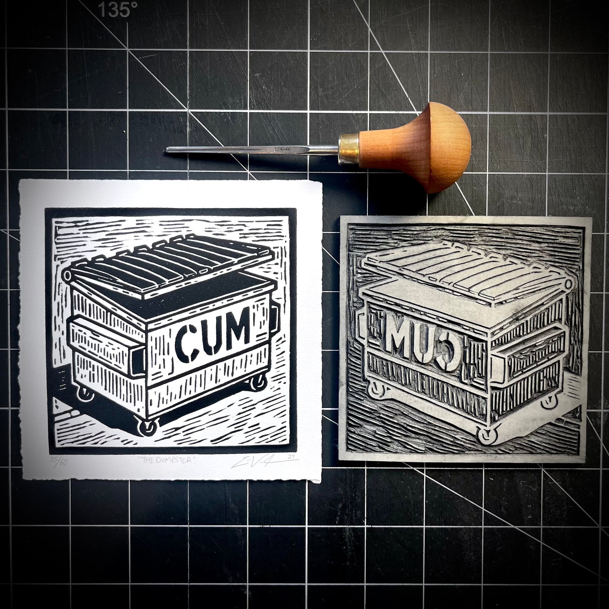 The Dumpster LINOCUT PRINT | Limited Edition Queero Gear