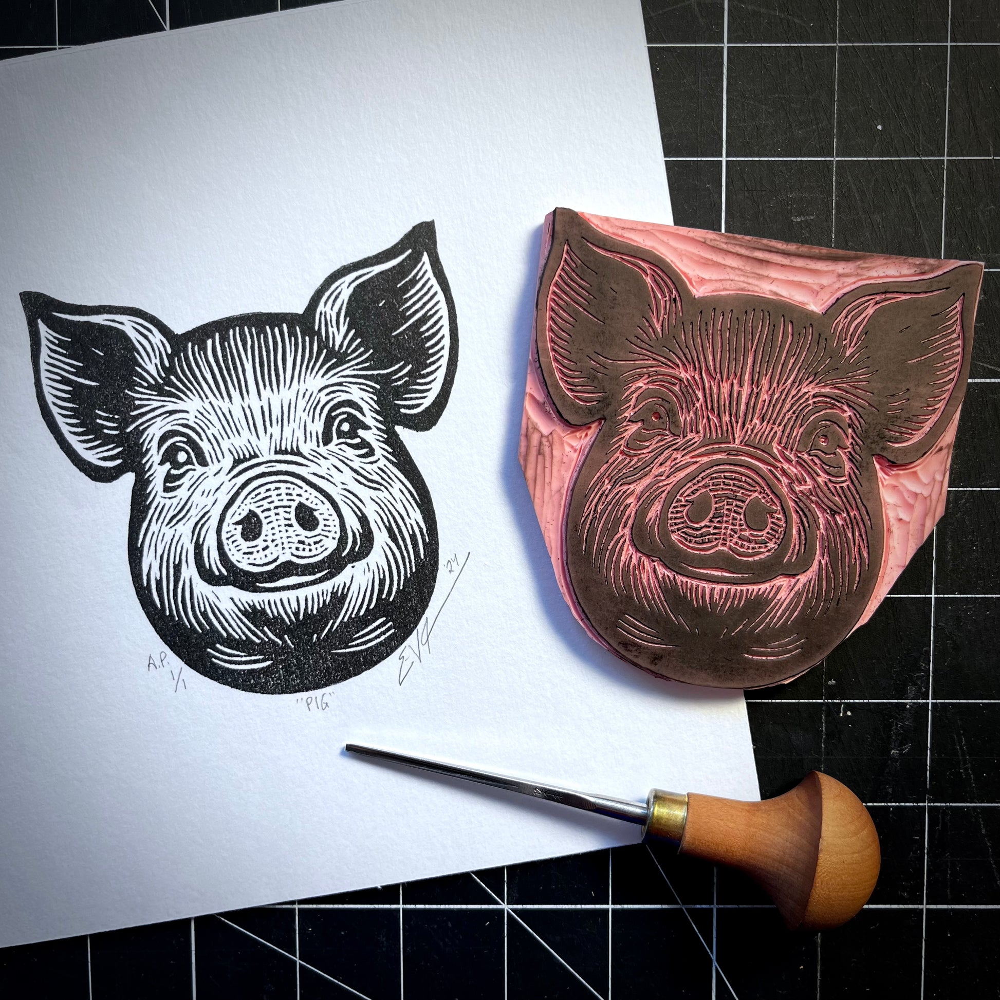 Pig LINOCUT PRINT | Limited Edition Queero Gear