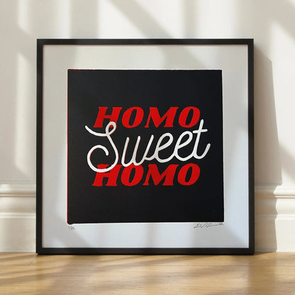 Homo Sweet Homo No. 1 LINOCUT PRINT | Limited Edition Queero Gear