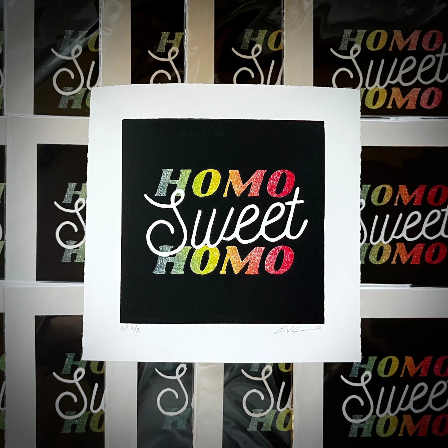 Homo Sweet Homo No. 2 LINOCUT PRINT | Limited Edition | Rainbow Queero Gear