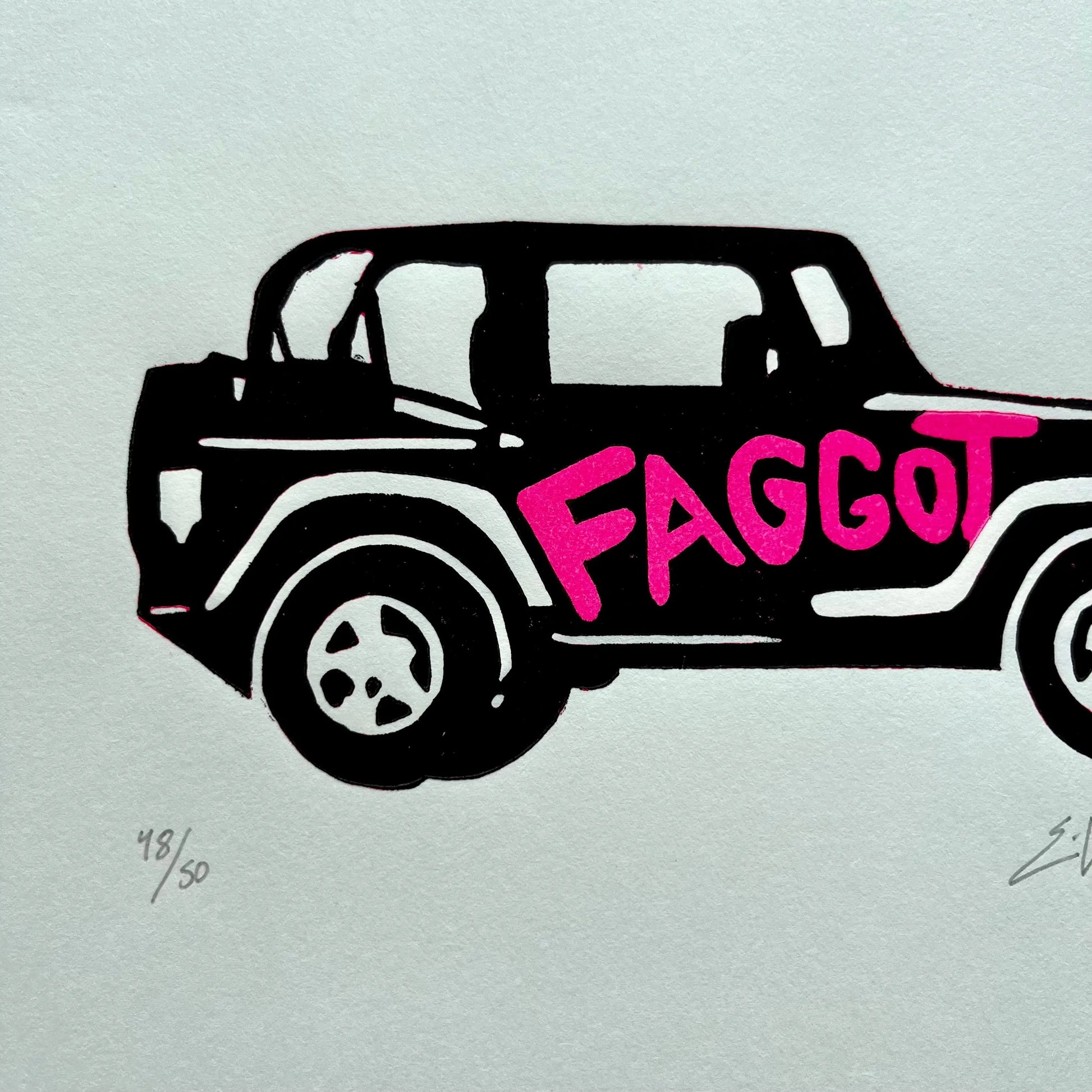 F*gg*t - Queer As Folk LINOCUT PRINT | Limited Edition Queero Gear