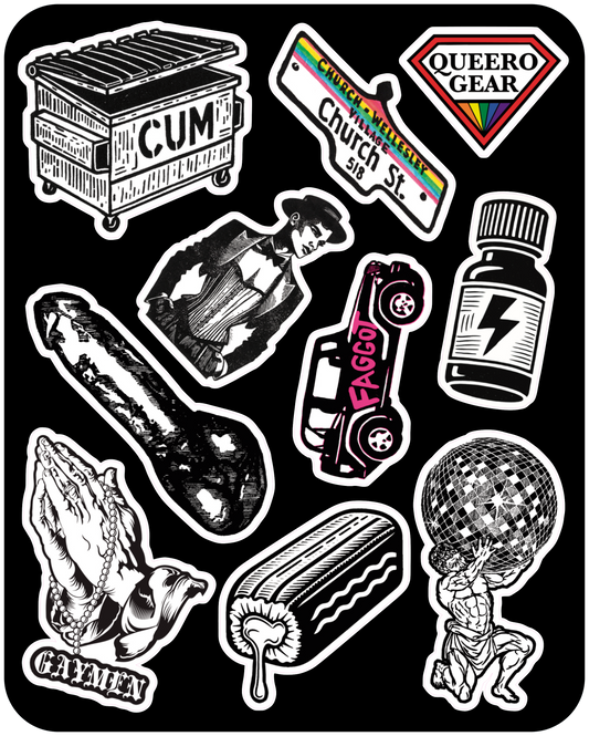 Linocut Sticker Sheet (10 Stickers - 8" x 10") Queero Gear