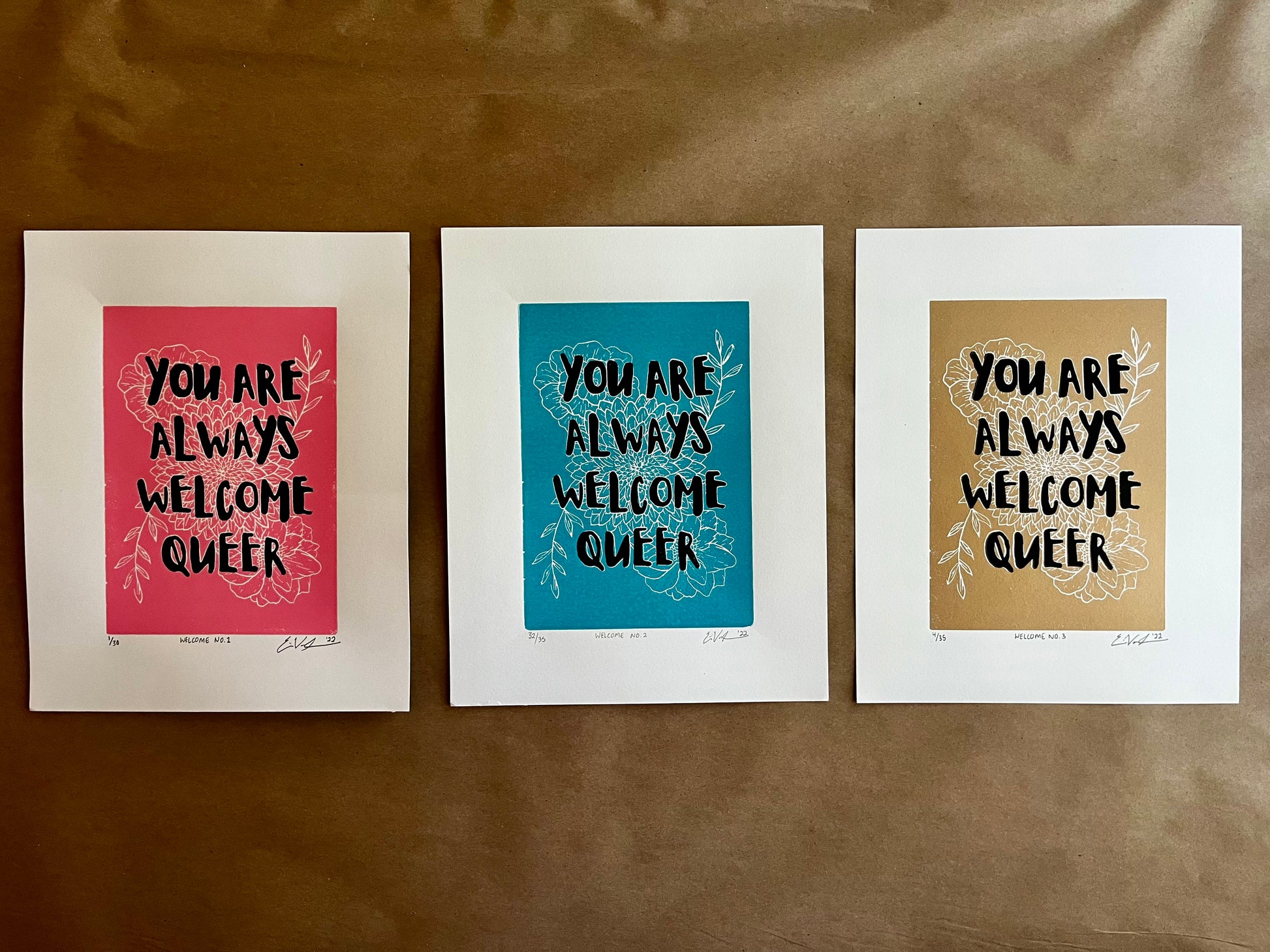 “You Are Always Welcome Queer” LINOCUT PRINT | Limited Edition Queero Gear