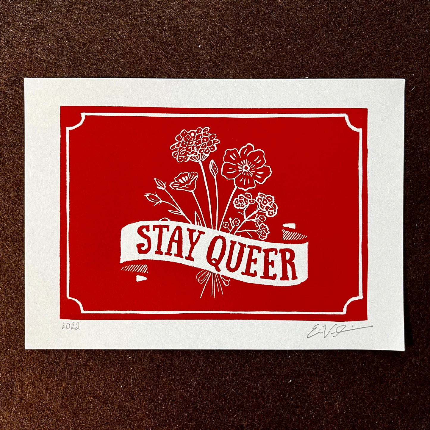 "Stay Queer” LINOCUT PRINT Queero Gear