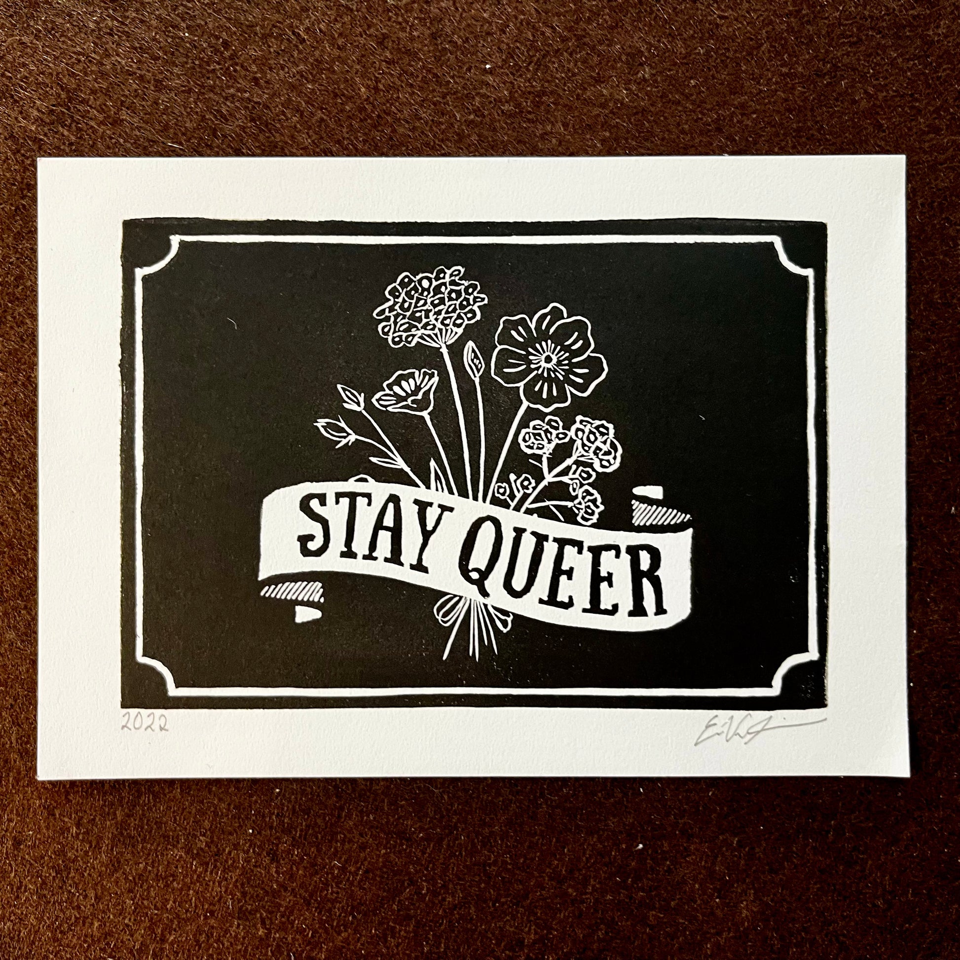 "Stay Queer” LINOCUT PRINT Queero Gear