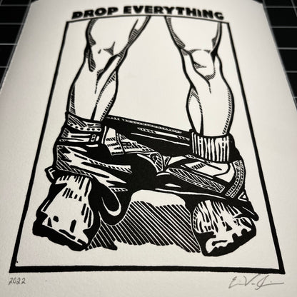 "Drop Everything” LINOCUT PRINT